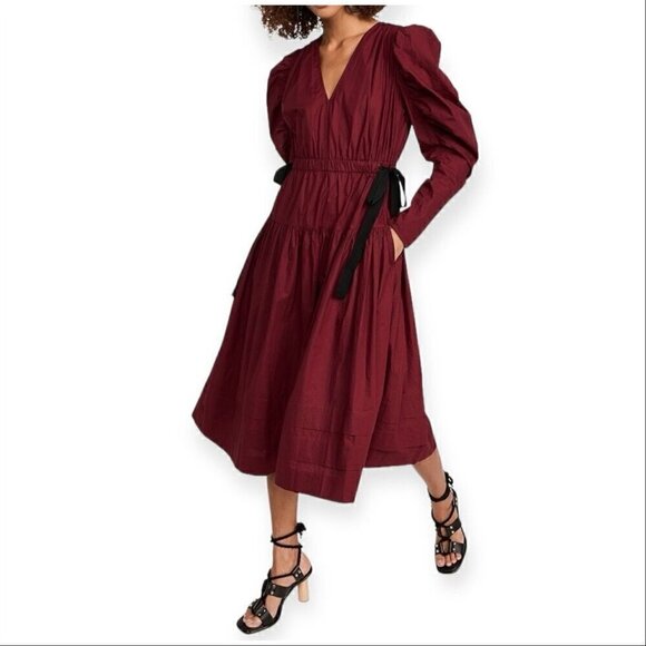 Ulla Johnson Althea Midi Dress in Bordeaux, Size 2, New with tag - Picture 1 of 16